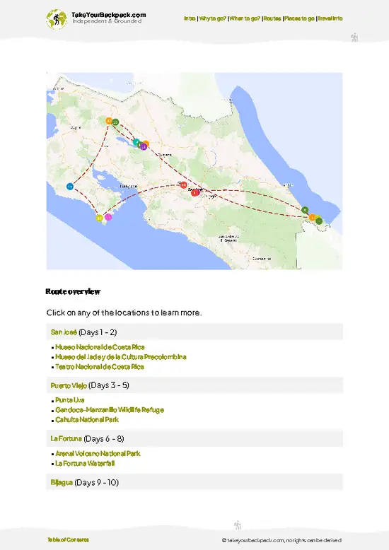 example page 4 from our offline Travel Guide for Costa Rica